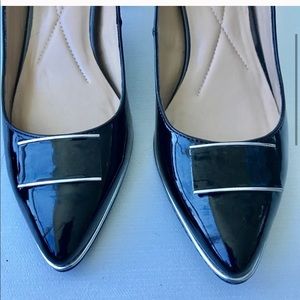 Black Patent Leather Shoes size 9 Block Heel